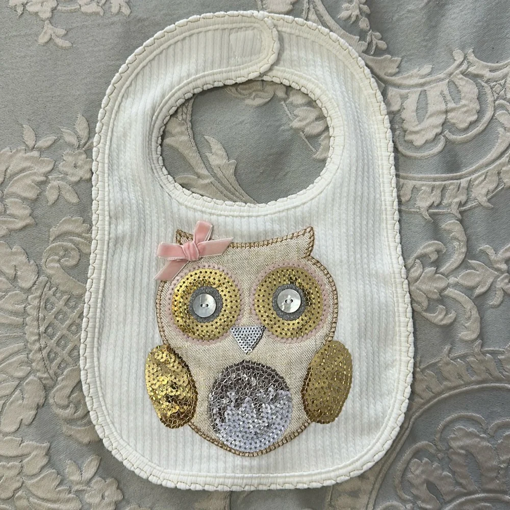 Mud Pie Owl Bib with Sequins
